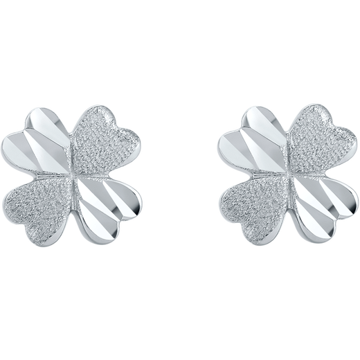 Saturday Fortune PT950 four-leaf clover platinum earrings B0911175, about 1.6g, a pair, birthday gift