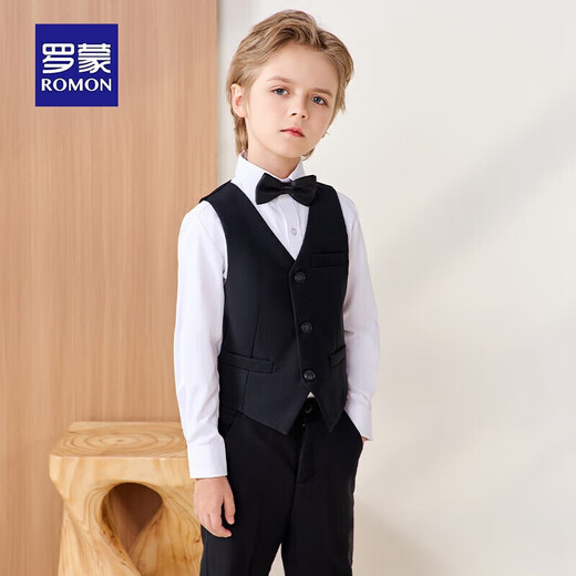 Robe pour enfants Robe Flower Boy Boy Performance Boy Host Host Black Vest Suit Long 130
