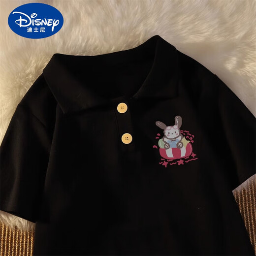 迪士尼（Disney）女童纯棉短袖t恤polo衫印花夏装中大童小女孩打底衫儿童洋气上衣 白色#1105 120 cm适合110-120cm5-6岁