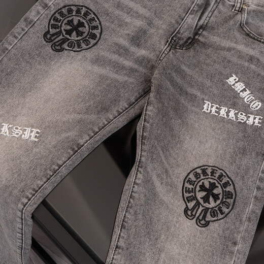 Aignesa grenzüberschreitende neue richtige Version Chrome Hearts Croat Jeans High Street Slim Jeans Schwarz WL9901 m