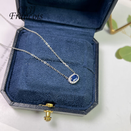 Yuan ethnic group 0.55 carat sapphire necklace women's natural colored gemstone jewelry 925 silver inlaid sapphire necklace