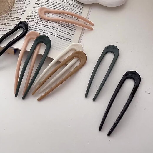 Jiuweiya new Chinese style U-shaped hairpin for women, national style simple hairpin, high-end design hairpin, hairpin, JYFZ01 khaki color