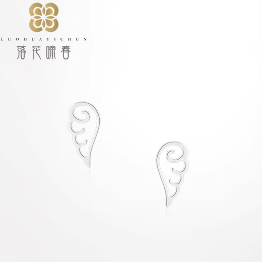 Falling Flowers and Crying Spring PT950 platinum earrings, vitality hollow wing earrings, cute angel wings platinum earrings, a pair of angel wings platinum earrings