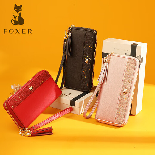 Golden Fox (FOXER) cowhide women's wallet large capacity long card holder wallet wallet clutch bag light luxury girlfriend birthday gift