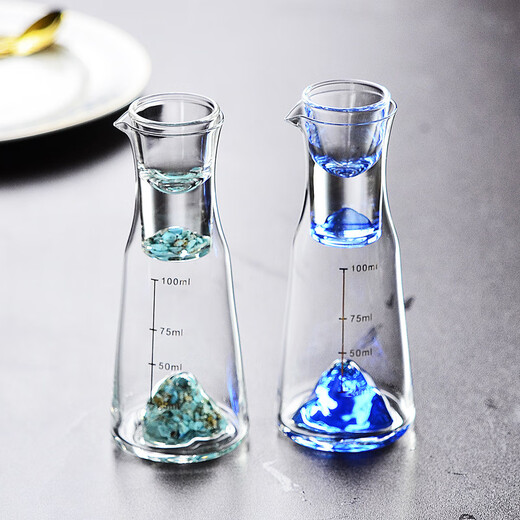 Cooper Blue Mountain crystal glass high-end white wine glass set with scale wine divider and jug set for household light luxury spirits one cup Green Pine Sky Ming 2 pots 2 cups