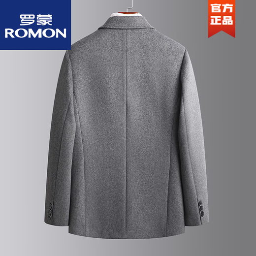 罗蒙（ROMON）毛呢大衣男短款秋冬季男士羊毛韩版西装外套上衣休闲羊毛西服新品 20211黑色【春秋】 薄款 2XL 建议135-145斤