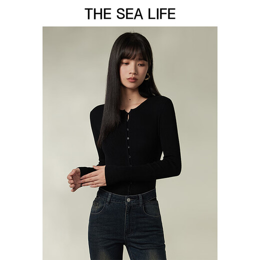 
THE SEA LIFE Ou Hai Yisheng 24 spring and summer sweater looks slim and thin slim commuting base shirt X15738 Pigeon gray M