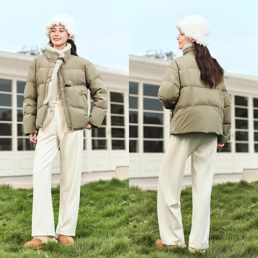 Semir Semir down jacket women's new Chinese style imitation rabbit fur collar short warm jacket 24 winter new style 109724113017