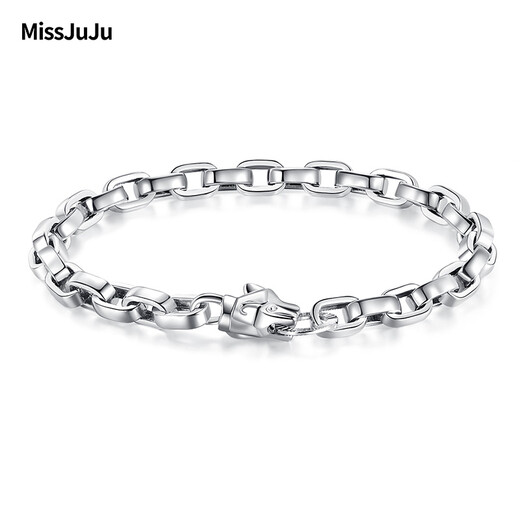Miss JuJu pt950 men's platinum bracelet cross round O-shaped chain platinum personality domineering leopard head button (customized) 20-22g length 17-23cm thick 6mm leopard head button