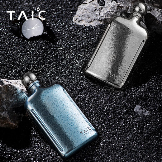TAIC Titanium pure titanium round flat flask with sleeve mini portable Father's Day gift Monet Haoyue Silver 226ml