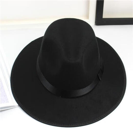 钟阿四复古黑色大檐英伦爵士帽礼帽男女士舞台儿童表演帽子 大檐毛呢棕色 儿童款（3-6岁54cm）