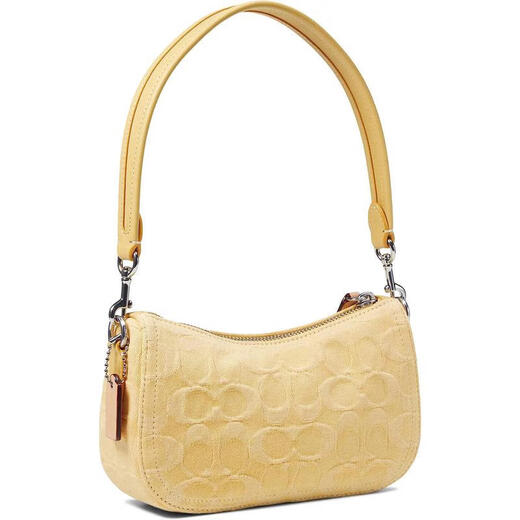 蔻驰（COACH） 女式手拿包 Signature Swinger 潮流百搭轻奢横款手提小包 Pale Yellow