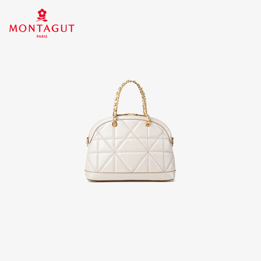 梦特娇（MONTAGUT）女包冬季新款链条包手提小包贝壳包羊皮轻奢单肩斜挎包 椰奶白