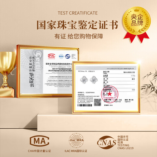 China Gold Lucky Clover Silver Earrings Women's Earrings High-end Earrings Girls Birthday Gifts for Girlfriends and Wife Wedding Anniversary National Thirteen Warehouses Eternal Four-leaf Clover Earrings