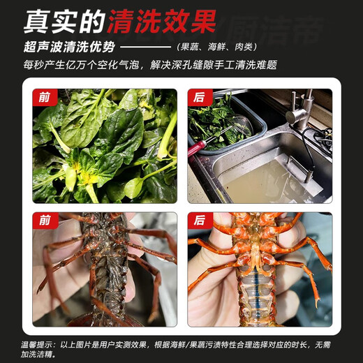 Chu Jie Di (Germany) Ultrasonic Dishwasher Desktop Portable Vegetable Washer Fruit and Vegetable Cleaning Machine Integrated Desktop Single Slot Free Installation Small Dishwasher Home Multi-Function Dishwashing Seafood 8th Generation Upgraded High Configuration Anti-Dry Technology + SUS304 Material