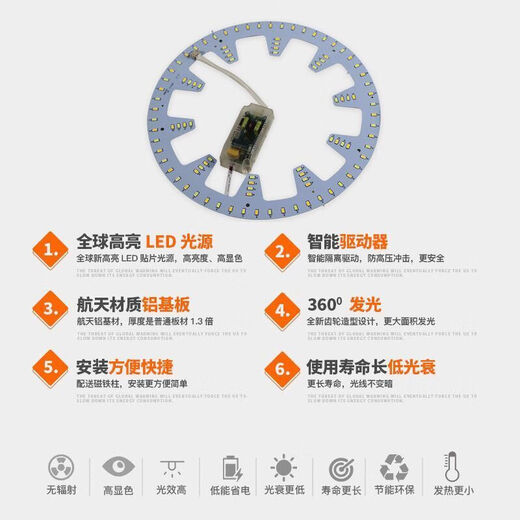 Fenglanqing FENGLANQLED modification board ceiling lamp modification lamp board led round lamp tube lamp bead energy-saving wick lamp plate patch lamp remote control stepless 31.6cm72w