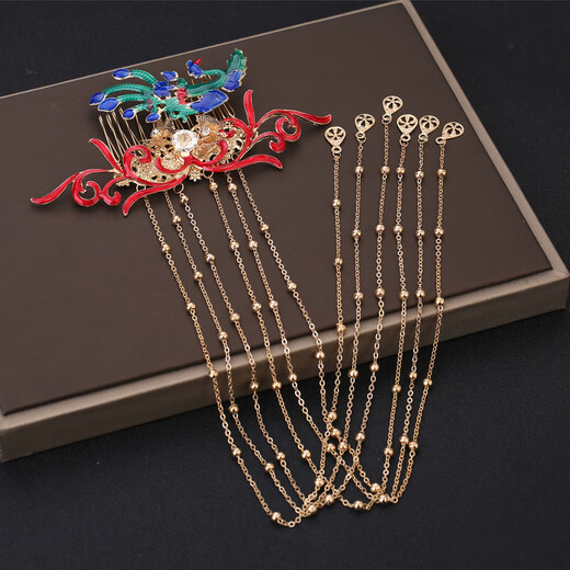 Mengyi Xiuhe tiara phoenix crown Xiamei Chinese style bride wedding costume hair accessories set magnificent dragon and phoenix gown accessories phoenix crown six-piece set + ear clip (gift box)