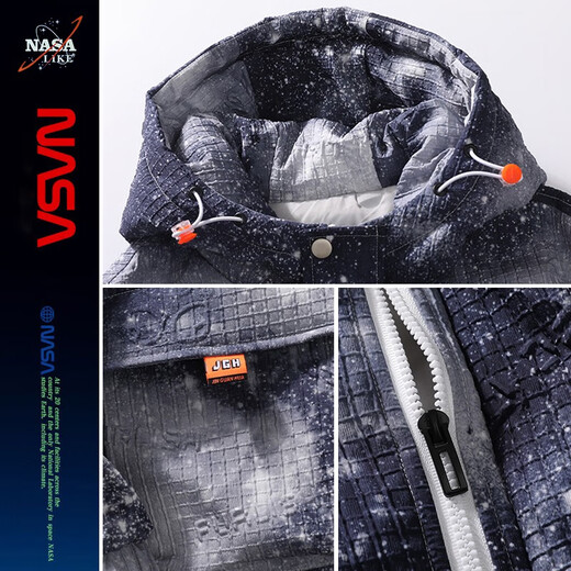 NASA AIME AFFICALEMENT MEN'S MEN'S JENKING Men's Winter Gradient Color Astronaute Duck Down Down Hooded Top Teen Casual Veste 728-Light Gray XL (recommandé 120-130jin [Jin est égal à 0,5 kg]))