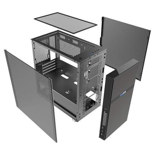 Xianma (SAMA) flat head M1 e-sports version desktop small chassis supports M-ATX motherboard 240 water cooling/non-drilled tempered glass side-transparent/backline/independent power bank/U3

