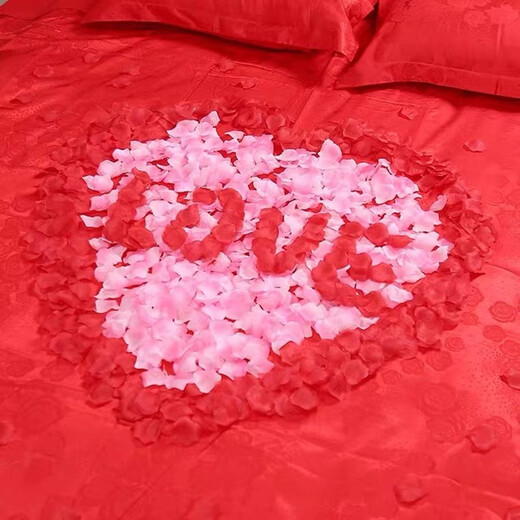 Toddler Maibao 1000 pieces of simulated rose petals, hand-spreading flowers on romantic birthday bed, wedding room decoration, 1000 pieces of big red simulated petals