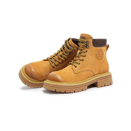 骆驼（CAMEL）【戈壁】工装靴短靴户外登山鞋踢不烂大黄靴女马丁靴 L23W076036R土黄 38