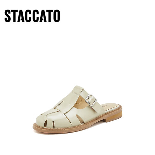 Scatto summer cream shoes retro woven pig cage shoes Roman sandals women's sandals S1098AH3 off-white 34