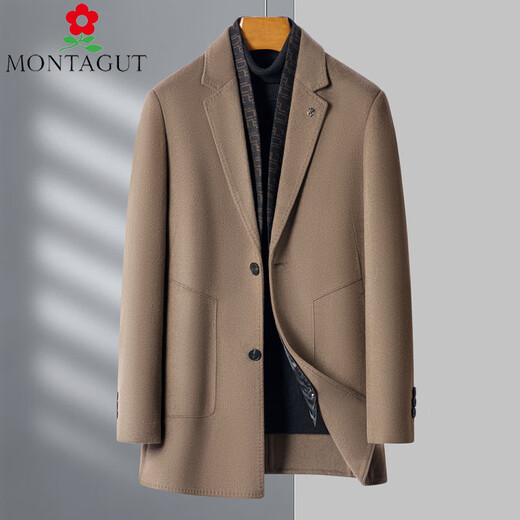 Mengtejiao doppelseitiger Wolle Kaschmirmantel Herren Winter warm Wollmantel mittleren Alters Kleidung Trench Coat Business Kleidung Black/5586 170/m