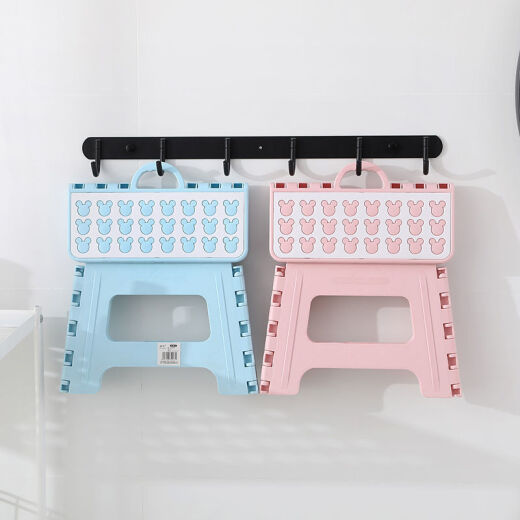 Taburete plegable de plástico espesado para el hogar Uso del hogar Maza Haburada pequeña Cartoon Portable Footpad Taburete Pink Mickey Extra Large + 1050g