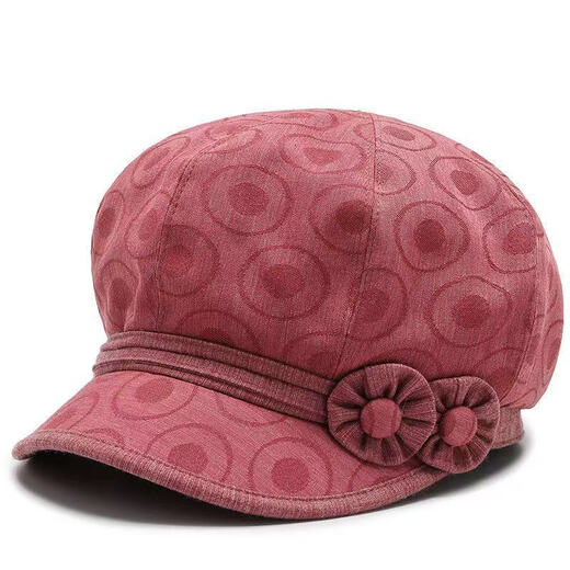 Miaowei Bear Summer Hat Wholesale 2022 Fashionable Texture Mom Hat Versatile Sun Shade Hat for Middle-aged and Elderly Wine Red One Size Adjustable