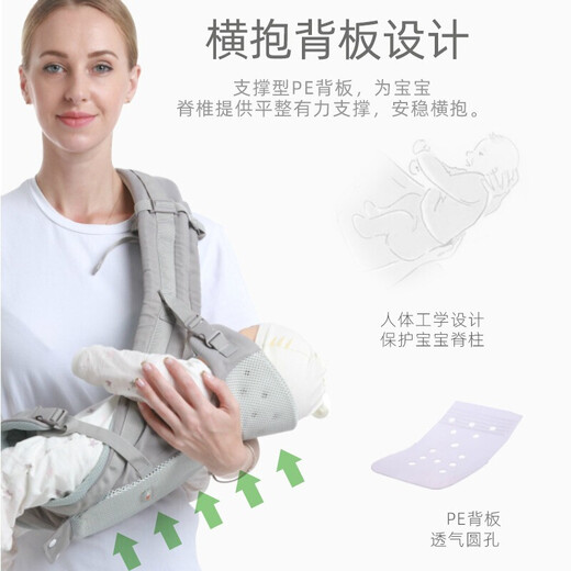 KOIBABY婴儿背带腰凳前抱后背式多功能透气款背婴带可横抱使用轻便透气 灰色多功能