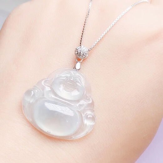 Fat Donglai's same style 18k gold-plated pendant buckle head Buddha Jade Jade Guanyin Lanyard Necklace silver buckle connector, straight hole white gold, 925 silver covered with gold