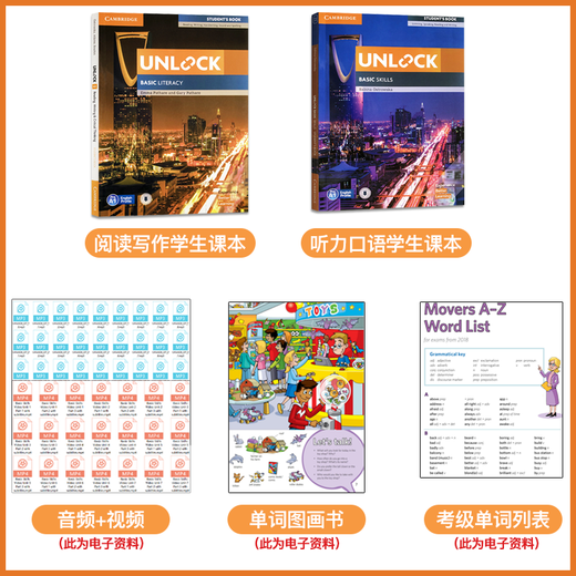 原版进口新版剑桥Unlock英语教材Reading Writing& Listening Speaking阅读写作+听力口语2册套装12345预备级 预备级（阅读写作+听力口语）