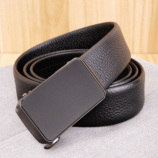 Niu Dangjia belt men's business automatic buckle cowhide belt trouser belt soft 7305 birthday gift black 110cm gift