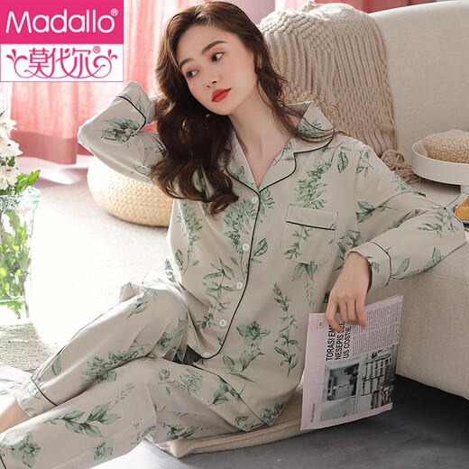 Modal Pyjamas für Frauen im Frühjahr und Herbst lange Ärmel reine Baumwoll-Mutter-Mutter-Hauskleidung mittleren Alters 2025 neuer großer Anzug für Außenbeschwerden x9906 xl (170)