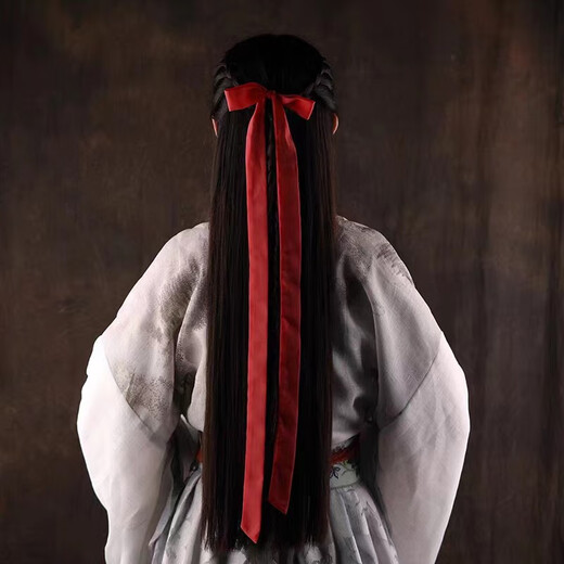 萌客朵 古风发带汉服飘带红色丝带扎头发发绳绑发头绳儿童头饰古装腰带 酒红色【约1.6米】