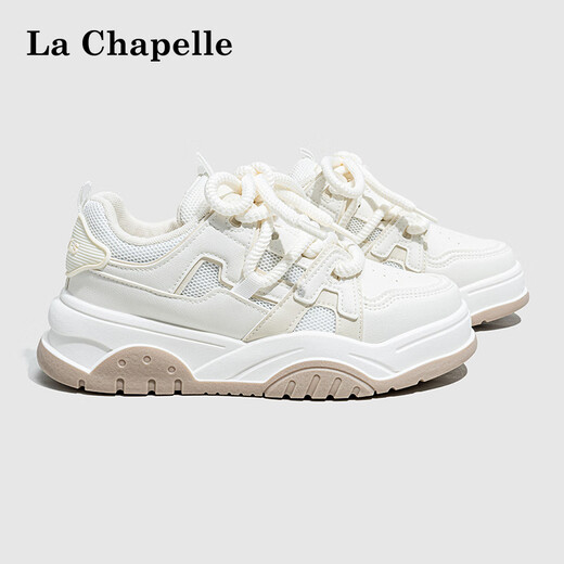 Женская обувь La Chapelle, Panda Impression Casual Women's Women's, разноцветная обувь, толстая подошва, повышенная женская обувь, маленькие белые туфли, повседневная обувь, не совсем белая женская LA-B683 35