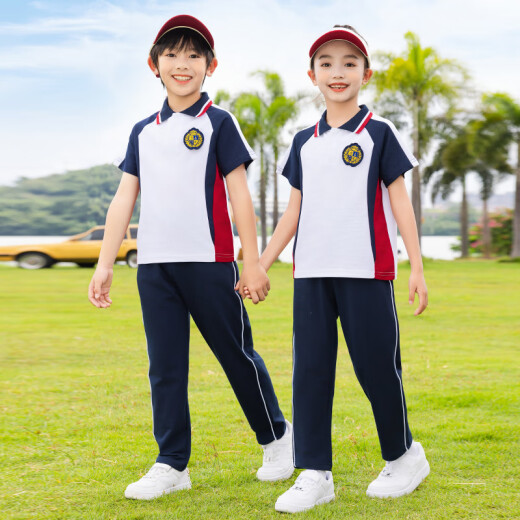 芯时代团体服初中小学生短袖长裤两件套三年级班服T恤长裤幼儿园幼师工 6627套装【短袖+长裤】 150