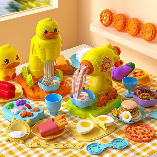 
Taoqi duck children's duck rocket noodle machine toy plasticine colored mud ice cream mold set for boys and girls birthday gifts
