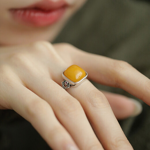 BOIGO925 silver beeswax distressed Thai silver square ring new Chinese style national style retro distressed ring gift for girls