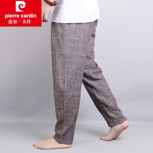 Pierre Cardin Pierre Cardin Brandneue Retro -Leinen Harem Hosen Herren Baumwolle und Leinen Casual Hosen Loose Trendy Herren Slim Hosen grau m