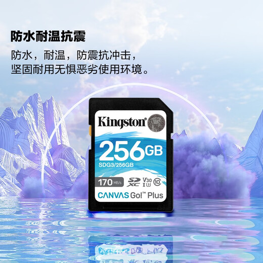 Kingston 256GB SD memory card U3 V30 camera memory card high-speed SD card large card 4K ultra-high definition shooting reading speed 170MB/s writing speed 90MB/s