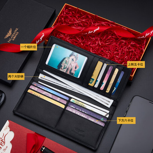 
Falai Armani genuine leather men's wallet long wallet light luxury business clutch birthday gift for boyfriend husband father brother QB206/fashion printing [counter gift box] writing greeting card printing photo contact customer service