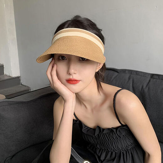 Hedon Strohhut Frauen Sommer Strand leerer Top-Hut Frauen Sonnenschutz Sonnencreme Hut koreanischer Stil Baseball Mütze Haare Zylinder KT-3524 [immer noch leeres Oberteil weben] -Kaqi