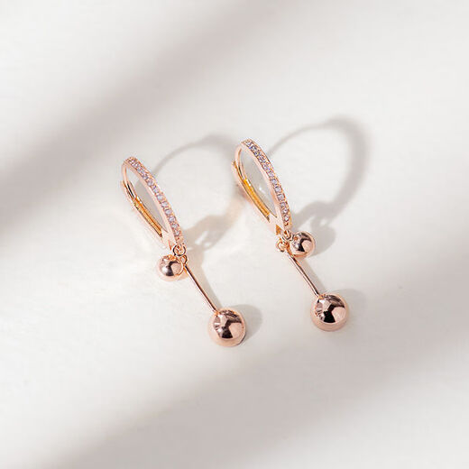 DL 1998 Fat Donglai same style 18k rose gold earrings made by love for women au750 color gold earrings temperament gold beads inlaid 18K rose gold pair