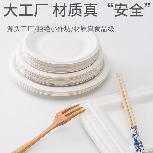 Nuoxian Disposable Plate Paper Plate Catering Food Grade Kindergarten Painting Dish Plate Biodegradable Household BBQ Tableware Dinner Plate Food Grade 5-inch True Color Shallow Dish 50 Pieces