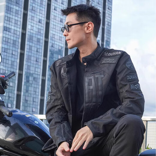 
Duhan Duhan motorcycle riding suit men and women motorcycle four-season jacket racing suit street commuter anti-fall knight suit D-082 black top-Glory version (upgraded back protection 2XL