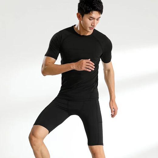 Queen's Schnelltrocknungs-Jogging-Shorts Herren-Unterwäsche Anti-Wear-Beine Fünf-Punkte-Fitness-Leggings Leichtathletik-Training Sporthosen Elastischer weißer zweiteiliger Set [239+826] L [120-140jin [Jin gleich 0,5 kg]]