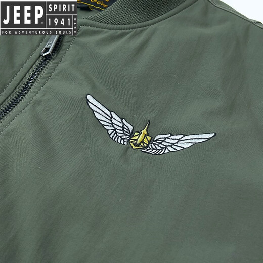 JEEP SPIRIT Pilot Cotton Jacket Men's Autumn and Winter Cotton Thickened Work Jacket Loose Trendy Casual Large Size Baseball Army Green XL