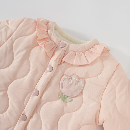 Bali Piggy Girls' Cotton Clothes Winter Padded and Velvet Baby Clothes Winter Warm Little Girl Tops Autumn and Winter Children's Jackets Ivory White 110 cm