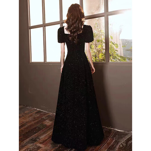 Noliti Black Evening Kleid Frauen Banketttemperament Licht Luxus Nische High-End Art Exam Performance Französisch Hepburn Hosting High-End Black Long L